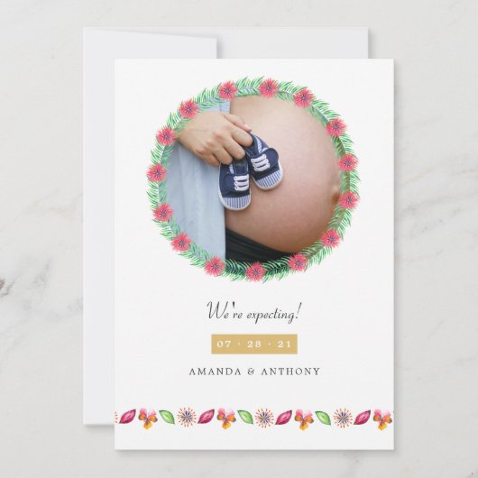 熱帯夏の写真妊娠の発表 案内状 (正面)