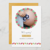 熱帯夏の写真妊娠の発表 案内状 (正面/裏面)