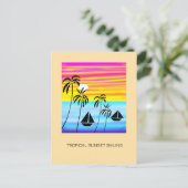 熱帯夏の日没セーリング シーズンポストカード (スタンド正面)