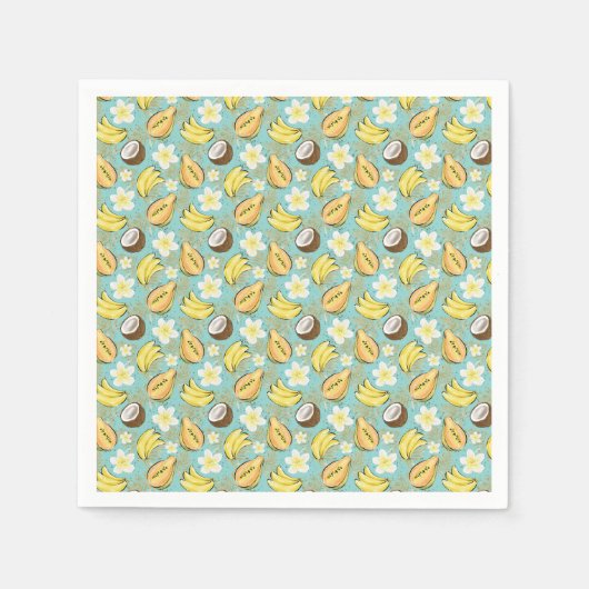 熱帯夏の果実のパターン スタンダードカクテルナプキン (正面)