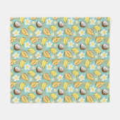 熱帯夏の果実のパターン フリースブランケット (正面(横))