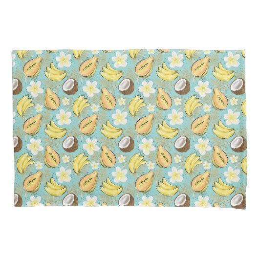 熱帯夏の果実のパターン 枕カバー (正面)