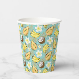 熱帯夏の果実のパターン 紙コップ