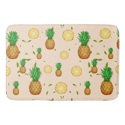 熱帯夏の果実パイナップルスライスパターン バスマット (正面)