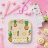 熱帯夏の果実パイナップルスライスパターン ペーパープレート (パーティー)