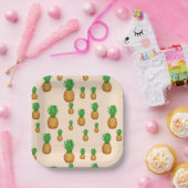 熱帯夏の果実パイナップルスライスパターン ペーパープレート (パーティー)