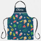 熱帯夏の果物とアイスクリームパーソナライズされた エプロン (正面)