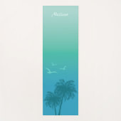 熱帯夏の水色ブルーパーム ヨガマット (正面)