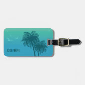 熱帯夏の水色ブルーパーム ラゲッジタグ (正面横)