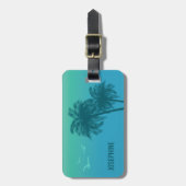 熱帯夏の水色ブルーパーム ラゲッジタグ (正面縦)
