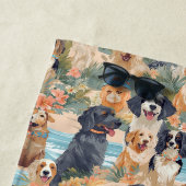 熱帯夏の犬のモノグラムのパタカラフルーン ビーチタオル (インサイチュ)