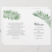 熱帯夏の結婚式プログラム。緑葉 (正面/裏面)