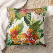 熱帯夏の花およびパイナップルパターン クッション (ブランケット)