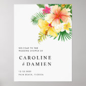 熱帯夏の花ウェディングシャワー歓迎 ポスター (正面)