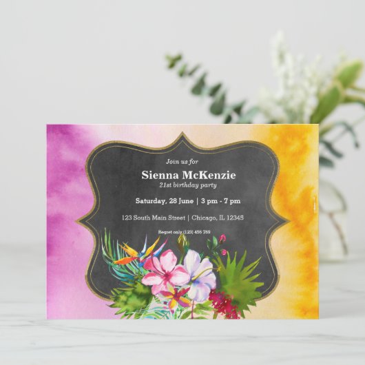 熱帯夏の花ハイビスカス 招待状 (スタンド正面)