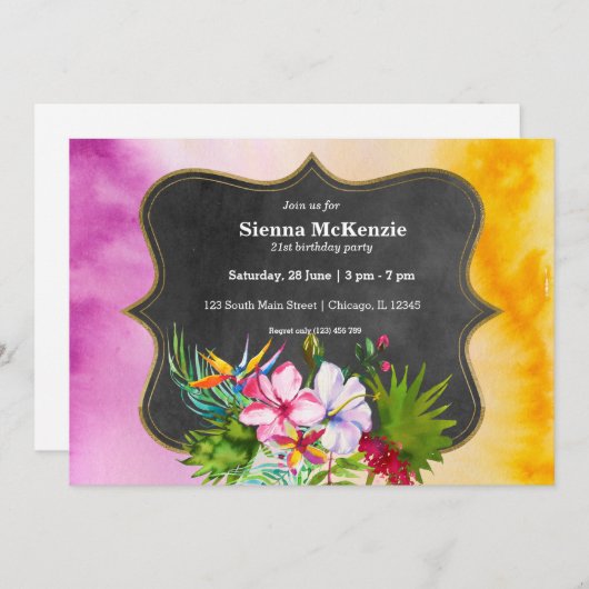 熱帯夏の花ハイビスカス 招待状 (正面/裏面)