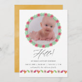 熱帯夏の誕生発表フォトカード 案内状 (正面/裏面)