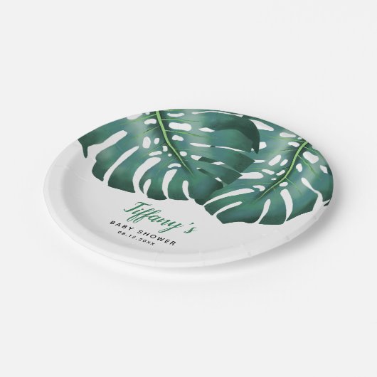 熱帯夏の赤ちゃんシャワー男女兼用 ペーパープレート (アングル)