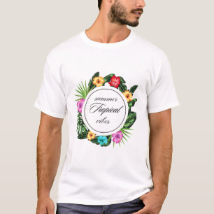 熱帯夏の雰囲気:フローラサークルデザイン Tシャツ