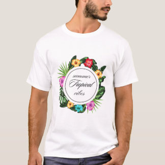 熱帯夏の雰囲気:フローラサークルデザイン Tシャツ