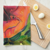 熱帯夏オレンジ色のハイビスカス キッチンタオル (四つ折り)