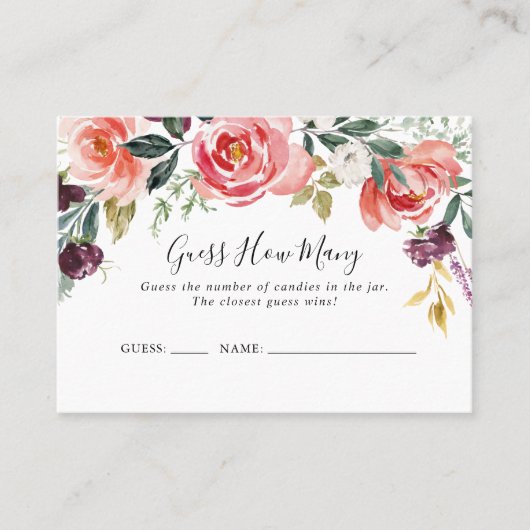 熱帯夏カラフルのゲームカードの数を推測 名刺 (正面)