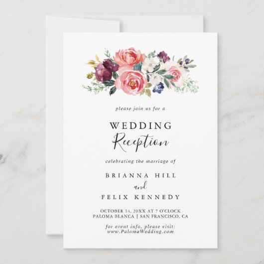 熱帯夏カラフルのフローラ結婚式 招待状 (正面)