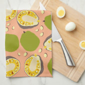 熱帯夏ジャックフルーツパターン – エキゾチックな果実 キッチンタオル (四つ折り)