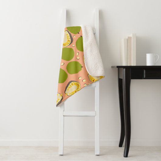 熱帯夏ジャックフルーツパターン – エキゾチックな果実 シェルパブランケット (インサイチュ)