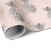 熱帯夏パイナップルフルーツ灰色赤面大理石 ラッピングペーパー (ロールコーナー)