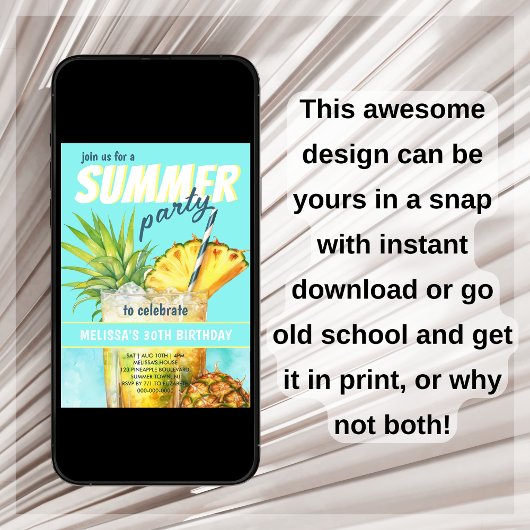 熱帯夏パーティー誕生日招待状 招待状