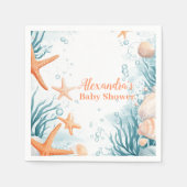 熱帯夏ビーチヒトデ赤ちゃんシャワー スタンダードカクテルナプキン (正面)