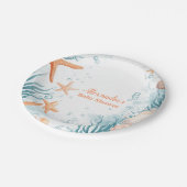 熱帯夏ビーチヒトデ赤ちゃんシャワー ペーパープレート (アングル)