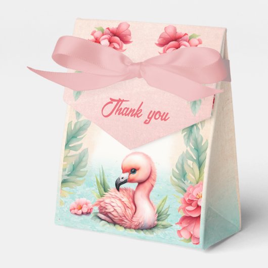 熱帯夏フラミンゴガール赤ちゃんシャワーテント フェイバーボックス (正面サイド)