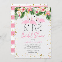 熱帯夏フラミンゴブライダルシャワー招待