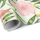 熱帯夏フラミンゴラッピング紙 ラッピングペーパー (ロールコーナー)