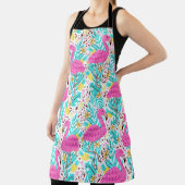 熱帯夏フラミンゴ：明るいパターン要素 エプロン (インサイチュ)