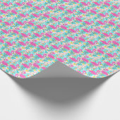 熱帯夏フラミンゴ：明るいパターン要素 ラッピングペーパー (角)