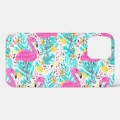 熱帯夏フラミンゴ：明るいパターン要素 Case-Mate iPhoneケース (裏面 (横))