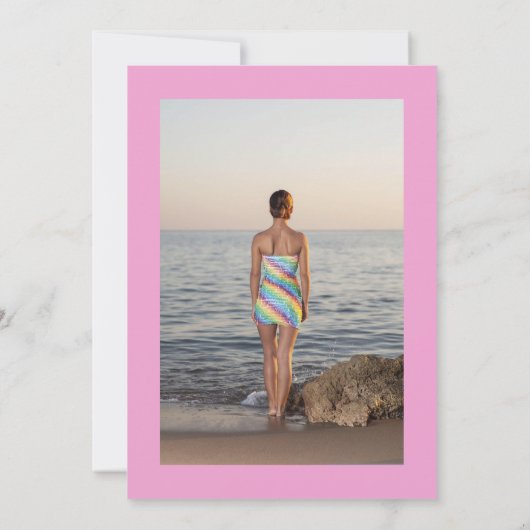 熱帯夏フローラお祝いの写真 招待状 (裏面)