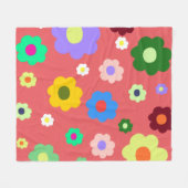 熱帯夏フローラはっきりしたカラフル フリースブランケット (正面(横))