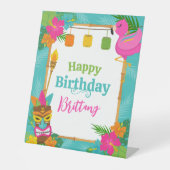 熱帯夏ルアウ（ハワイ式宴会）誕生日標識 台座サイン (正面)