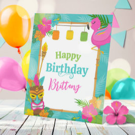 熱帯夏ルアウ（ハワイ式宴会）誕生日標識 台座サイン