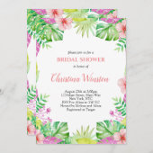 熱帯夏用水彩ブライダルシャワー 招待状 (正面/裏面)