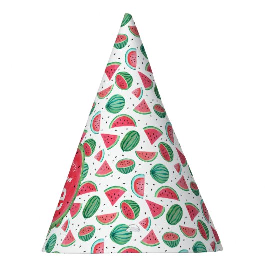 熱帯夏紅緑スイカ模様 パーティーハット (右)
