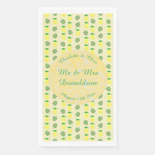 熱帯夏結婚のパイナップルとパーム葉の (正面)