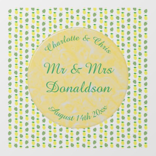 熱帯夏結婚のパイナップルとパーム葉の ウィンドウサイン (シート)