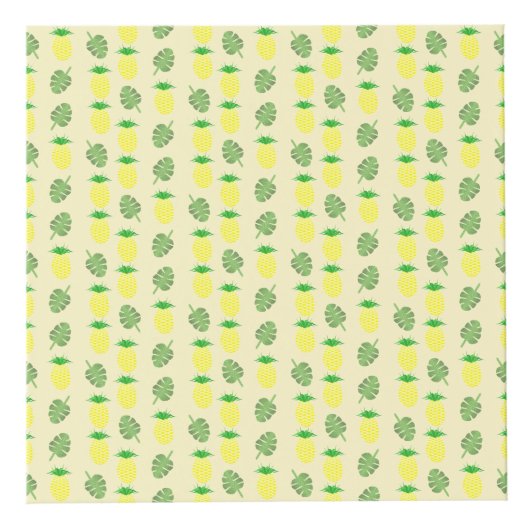 熱帯夏結婚のパイナップルとパーム葉の フォトキューブ (正面)