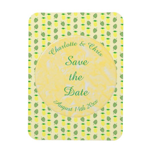 熱帯夏結婚のパイナップルとパーム葉の マグネット (縦)