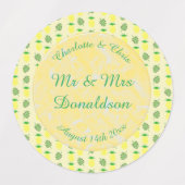 熱帯夏結婚のパイナップルとパーム葉の ラベル (デザイン2)